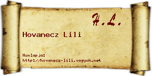 Hovanecz Lili névjegykártya